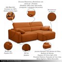 Ver imagem 3 de Sofá Decorativo Sala de Estar Ícaro 3 Lugares 260cm Reclinável e Retrátil Bouclê Terracota G89 - Gra