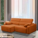 Ver imagem 1 de Sofá Decorativo Sala de Estar Ícaro 3 Lugares 260cm Reclinável e Retrátil Bouclê Terracota G89 - Gra