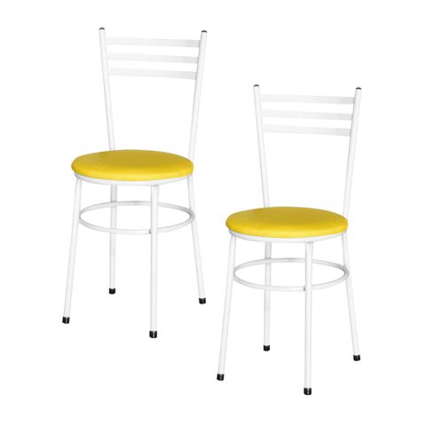 2 Cadeiras para Mesa Epoxi Branca:amarelo