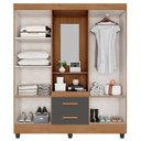 Ver imagem 3 de Guarda Roupa Casal Capela Lite Nature Cinza – Móveis Leão