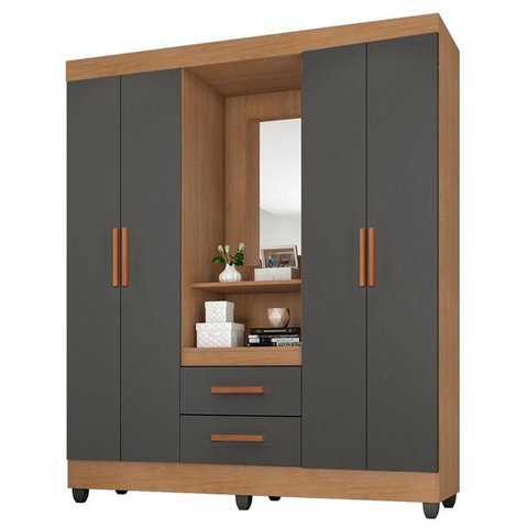 Guarda Roupa Casal Capela Lite Nature Cinza – Móveis Leão