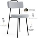 Ver imagem 4 de Kit 04 Cadeiras Decorativas Estofada Para Sala De Jantar Barcelona L02 Bouclê Cinza - Lyam Decor
