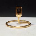 Ver mais imagens de Castiçal Decorativo de Metal Dourado 6x10x10cm Porta Vela Mesa Jantar Decoração