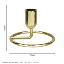 Ver imagem 3 de Castiçal Decorativo de Metal Dourado 6x10x10cm Porta Vela Mesa Jantar Decoração