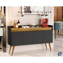 Ver imagem 2 de Aparador Buffet Sala 4 Portas Luxo Prime - Preto / Madeirado - JM Casa dos Móveis
