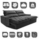 Ver imagem 3 de Sofá Retrátil e Reclinável 2,95m Molas Ensacadas Cama inBox Elegance com ThermoGel Velusoft