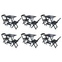 Ver imagem 1 de Kit 6 Conjuntos De Mesa Dobravel Com 2 Cadeiras De Madeira 70X70 - Preto - Preto