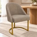 Ver imagem 2 de Kit 02 Cadeiras Poltrona de Jantar Lua Suede Capuccino Base Ferro Dourado Dal Poz Estofados