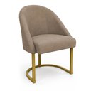 Ver imagem 3 de Kit 02 Cadeiras Poltrona de Jantar Lua Suede Capuccino Base Ferro Dourado Dal Poz Estofados
