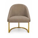 Ver imagem 4 de Kit 02 Cadeiras Poltrona de Jantar Lua Suede Capuccino Base Ferro Dourado Dal Poz Estofados