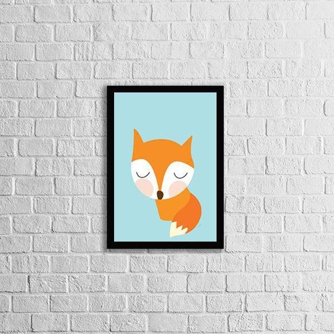 Quadro Raposinha Baby 24x18cm - com vidro:Madeira branca