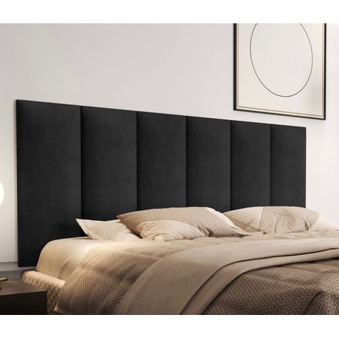 Cabeceira Viuva ou Solteirão Estofada Moderna para Quarto - 128 Cm - Preto Suede