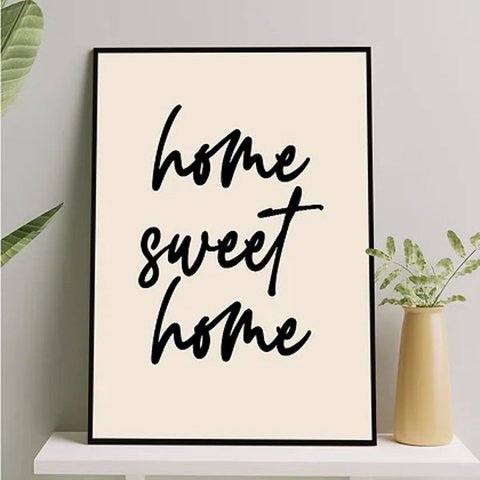 Quadro Decorativo Sweet Home 24x18cm:Madeira preta