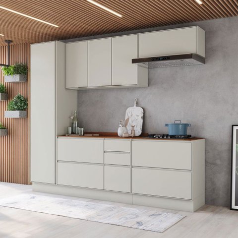 Cozinha Completa Fineze 6 Portas 6 Gavetas com Tampo 100% MDF Areia Hp/Cinamomo - Henn