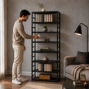 Ver imagem 3 de Estante Multiuso Organizador Livreiro Estilo Industrial 180x70 Preto Total