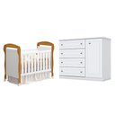 Ver imagem 1 de Berço Americano Danny Branco Acetinado Savana Reller e Cômoda Infantil Americana Branco Hp- Henn.