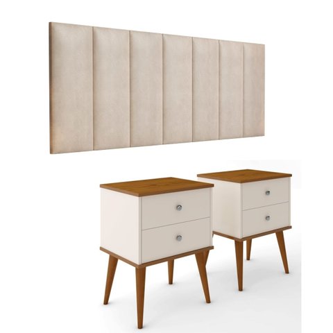 Conjunto Cabeceira Cama Casal 1,60 com 2 Mesinhas Quarto
