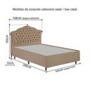 Ver imagem 6 de Kit Cama Box Casal + Cabeceira Estofada em Madeira Maciça Curva Provençal com Capitonê Bege/Veludo