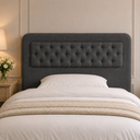 Ver imagem 1 de Cabeceira Solteiro Captonê 90cm Suede Madeira Maciça Premium:chumbo