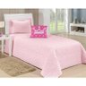 Colcha Solteiro Print 03 Peças - Acompanha Almofada - Rosa - 1