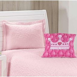 Colcha Solteiro Print 03 Peças - Acompanha Almofada - Rosa - 3