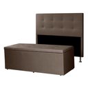Ver imagem 1 de Kit Cabeceira e Calçadeira Baú Casal 1,40m Berlim Suede Marrom Dal Poz Estofados