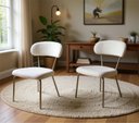 Ver imagem 5 de Cadeira de Jantar Design Moderno Tecido Bouclé Off White 2un