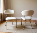 Ver imagem 3 de Cadeira de Jantar Design Moderno Tecido Bouclé Off White 2un