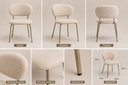 Ver imagem 2 de Cadeira de Jantar Design Moderno Tecido Bouclé Off White 2un