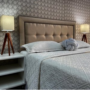 Cabeceira Solteiro 90 Cama Box Diamond 2 Veneza 05 Bege Linho com Pés Rbl