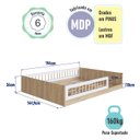 Ver imagem 3 de Cama de Chão Casal sem Colchão Aveiro Oak/branco Linha Affetto Aft009 Completa Móveis