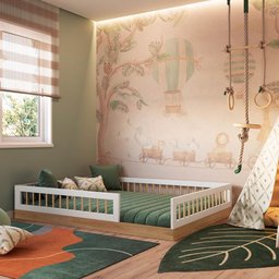 Cama de Chão Casal sem Colchão Aveiro Oak/branco Linha Affetto Aft009 Completa Móveis - 1
