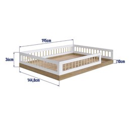 Cama de Chão Casal sem Colchão Aveiro Oak/branco Linha Affetto Aft009 Completa Móveis - 3