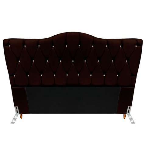 Cabeceira Solteiro Cama Box Quarto Estofada Barcelona 90cm:corino Marrom