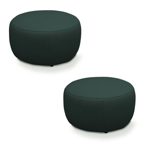 Kit 2 Puffs Decorativos Mariele Sala de Estar Pés em Madeira Couro Verde Musgo G88 - Gran Belo