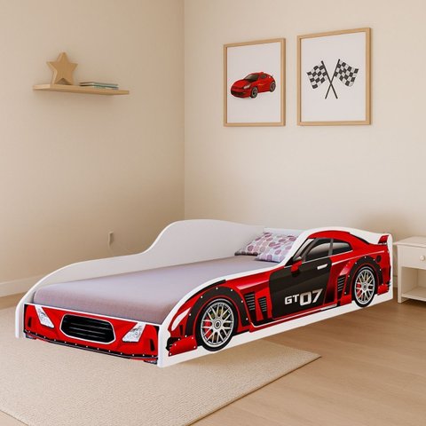 Cama Carro Montessori Juvenil Meninos Mdf Segura Resistente:vermelho