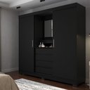 Ver imagem 1 de Guarda-Roupa Italo Casal 2 Portas de Correr c/ Espelho - Preto Fosco