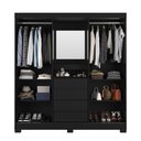 Ver imagem 4 de Guarda-Roupa Italo Casal 2 Portas de Correr c/ Espelho - Preto Fosco