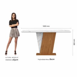 Mesa com 6 Cadeiras Qatar 1,60 Cin/carraro Bra/bege - Móveis Arapongas Cinamo/carraro Branco/bege - 2 Mesa com 6 Cadeiras Qatar 1,60 Cin/carraro Bra/bege - Móveis Arapongas Cinamo/carraro Branco/bege - 2