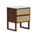 Ver imagem 1 de Mesa de Cabeceira Lyon 2 Gavetas - Amêndoa Branco