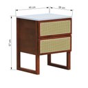Ver imagem 3 de Mesa de Cabeceira Lyon 2 Gavetas - Amêndoa Branco
