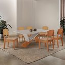 Ver imagem 4 de Mesa de Jantar Yasmin 180cm Tampo Mdf Vidro Canto Copo com 6 Cadeiras Copper Premium