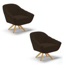 Ver imagem 1 de Kit 02 Poltronas Giratória Giovana Suede Base Madeira MA30 - D’Rossi - Marrom