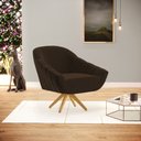 Ver imagem 2 de Kit 02 Poltronas Giratória Giovana Suede Base Madeira MA30 - D’Rossi - Marrom