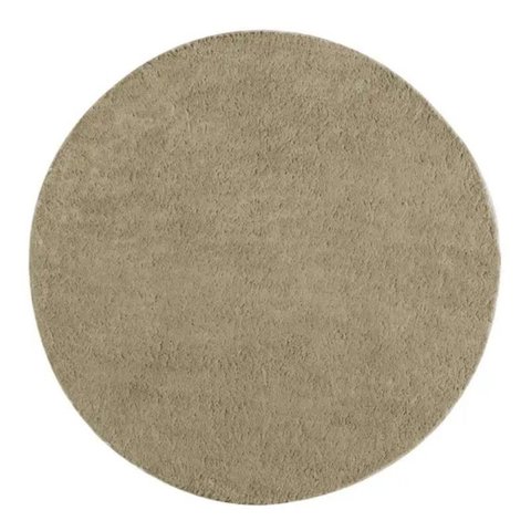 Tapete Macio Peludo 1,00m Redondo Bege Trigo