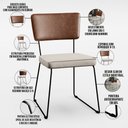 Ver imagem 4 de Kit 04 Cadeiras Decorativas Sala De Jantar Allana L02 Couríssimo Marrom Linho Cru - Lyam Decor