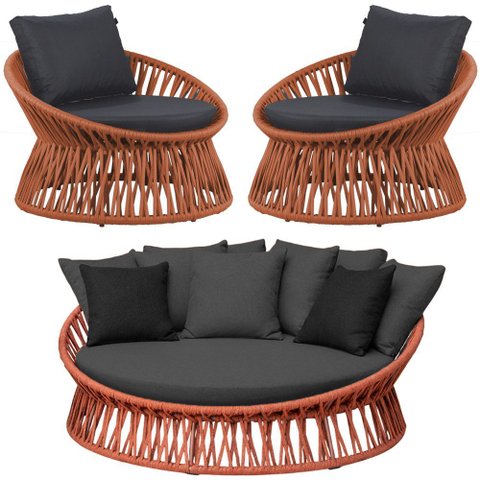 Chaise Área Externa Monza Alumínio Pintura Corda Náutica Trama