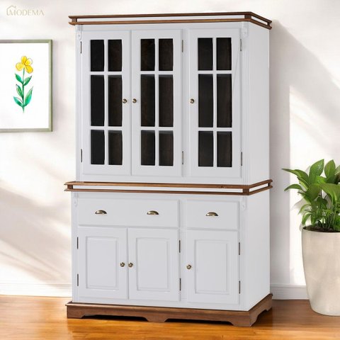 Cristaleira Arca e Oratório 6 Portas 2 Gavetas Manchester 2058 - Branco/imbuia Glazer