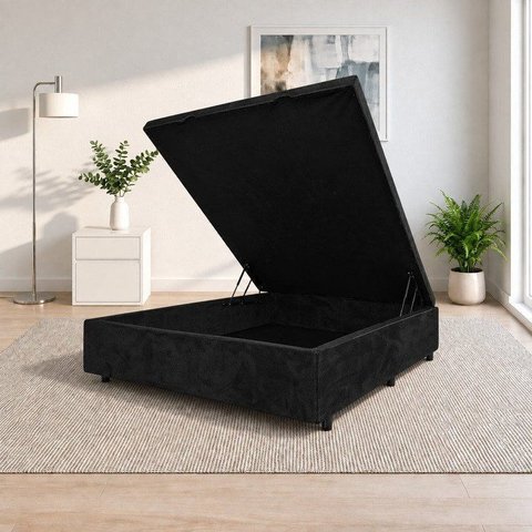 Base Box Baú Padrão Casal Suede 1,38x1,88