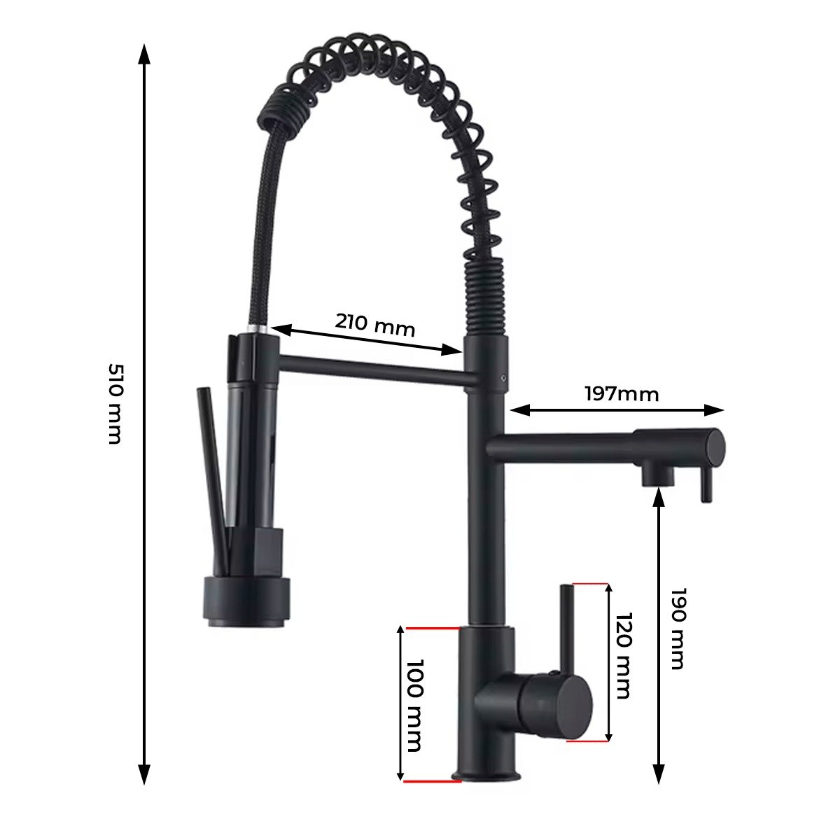 Torneira Gourmet de Cozinha Preta Monocomando Aço Inox 304 Escovado - Brinovar - 5